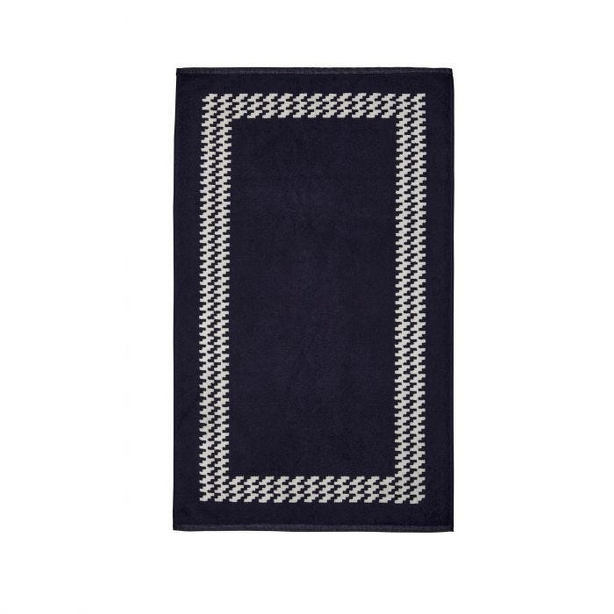 Kateri Border Cotton Bath Mat In Navy Cream